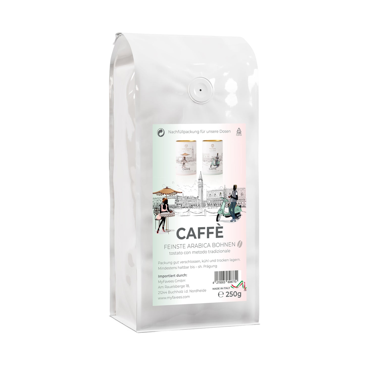 Nachfüllpackung 250g Kaffeebohnen für unsere Geschenkdosen - MyFavees-Shop